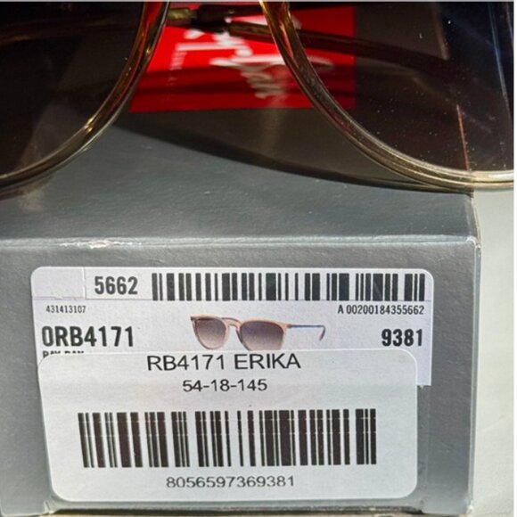 Ray‑Ban RB4171 Erika Sunglasses 54mm Transparent Brown Gradient - New in Box main image 7